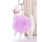Cute Colourful Alpaca Pom Pom Key Chain - Colour - Light Pink